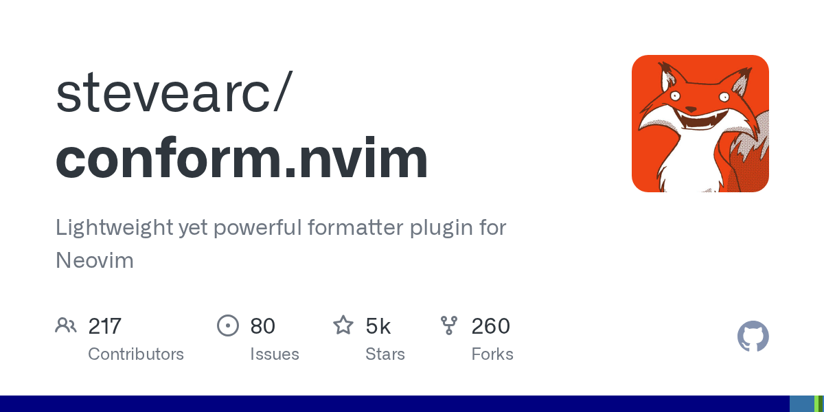 GitHub - stevearc/conform.nvim: Lightweight yet powerful formatter plugin for Neovim