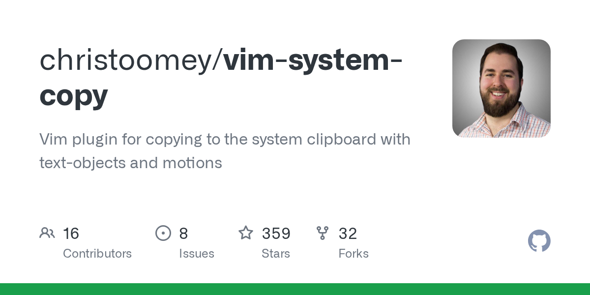 GitHub - christoomey/vim-system-copy: Vim plugin for copying to the system clipboard with text-objects and motions